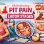 Diagram showing stages of natural labor vs Pitocin-induced contractions and cervix dilation