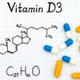 Vitamin D3 supplement capsules with sunlight and healthy foods rich in cholecalciferol
